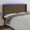 Cabecero Cama | Panel De Cabecera Con Led De Tela Marrón Oscuro 163x16x118/128 Cm Cfw417455