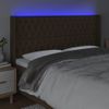 Cabecero Cama | Panel De Cabecera Con Led De Tela Marrón Oscuro 183x16x118/128 Cm Cfw238909