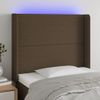 Cabecero Cama | Panel De Cabecera Con Led De Tela Marrón Oscuro 93x16x118/128 Cm Cfw898744