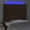 Cabecero Cama | Panel De Cabecera Con Led De Tela Marrón Oscuro 93x16x118/128 Cm Cfw324244