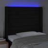 Cabecero Cama | Panel De Cabecera Con Led De Tela Negro 103x16x118/128 Cm Cfw738324