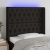 Cabecero Cama | Panel De Cabecera Con Led De Tela Negro 103x16x118/128 Cm Cfw960862