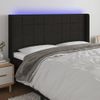 Cabecero Cama | Panel De Cabecera Con Led De Tela Negro 183x16x118/128 Cm Cfw290838