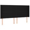 Cabecero Cama | Panel De Cabecera Con Led De Tela Negro 183x16x118/128 Cm Cfw596699