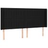 Cabecero Cama | Panel De Cabecera Con Led De Tela Negro 203x16x118/128 Cm Cfw816845