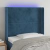 Cabecero Cama | Panel De Cabecera Con Led De Terciopelo Azul Oscuro 103x16x118/128 Cm Cfw606446