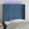 Cabecero Cama | Panel De Cabecera Con Led De Terciopelo Azul Oscuro 103x16x118/128 Cm Cfw639428