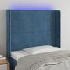 Cabecero Cama | Panel De Cabecera Con Led De Terciopelo Azul Oscuro 103x16x118/128 Cm Cfw703857