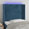 Cabecero Cama | Panel De Cabecera Con Led De Terciopelo Azul Oscuro 83x16x118/128 Cm Cfw951434