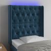 Cabecero Cama | Panel De Cabecera Con Led De Terciopelo Azul Oscuro 83x16x118/128 Cm Cfw189039