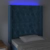 Cabecero Cama | Panel De Cabecera Con Led De Terciopelo Azul Oscuro 83x16x118/128 Cm Cfw189039