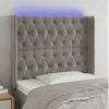 Cabecero Cama | Panel De Cabecera Con Led De Terciopelo Gris Claro 103x16x118/128 Cm Cfw598253