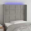 Cabecero Cama | Panel De Cabecera Con Led De Terciopelo Gris Claro 103x16x118/128 Cm Cfw271796