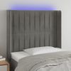 Cabecero Cama | Panel De Cabecera Con Led De Terciopelo Gris Claro 103x16x118/128 Cm Cfw129394