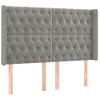 Cabecero Cama | Panel De Cabecera Con Led De Terciopelo Gris Claro 147x16x118/128 Cm Cfw168240