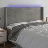 Cabecero Cama | Panel De Cabecera Con Led De Terciopelo Gris Claro 203x16x118/128 Cm Cfw528021