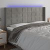 Cabecero Cama | Panel De Cabecera Con Led De Terciopelo Gris Claro 203x16x118/128 Cm Cfw163414