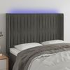 Cabecero Cama | Panel De Cabecera Con Led De Terciopelo Gris Oscuro 147x16x118/128 Cm Cfw685355