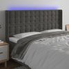 Cabecero Cama | Panel De Cabecera Con Led De Terciopelo Gris Oscuro 183x16x118/128 Cm Cfw273024