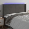 Cabecero Cama | Panel De Cabecera Con Led De Terciopelo Gris Oscuro 203x16x118/128 Cm Cfw869176