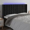 Cabecero Cama | Panel De Cabecera Con Led De Terciopelo Negro 163x16x118/128 Cm Cfw585794