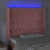 Cabecero Cama | Panel De Cabecera Con Led De Terciopelo Rosa 103x16x118/128 Cm Cfw942720