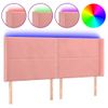 Cabecero Cama | Panel De Cabecera Con Led De Terciopelo Rosa 183x16x118/128 Cm Cfw479034