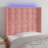 Cabecero Cama | Panel De Cabecera Con Led De Terciopelo Rosa 93x16x118/128 Cm Cfw114378