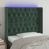 Cabecero Cama | Panel De Cabecera Con Led De Terciopelo Verde Oscuro 103x16x118/128 Cm Cfw386303