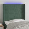 Cabecero Cama | Panel De Cabecera Con Led De Terciopelo Verde Oscuro 103x16x118/128 Cm Cfw391021