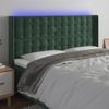 Cabecero Cama | Panel De Cabecera Con Led De Terciopelo Verde Oscuro 183x16x118/128 Cm Cfw451066