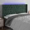 Cabecero Cama | Panel De Cabecera Con Led De Terciopelo Verde Oscuro 183x16x118/128 Cm Cfw102830