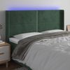 Cabecero Cama | Panel De Cabecera Con Led De Terciopelo Verde Oscuro 203x16x118/128 Cm Cfw232477