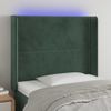 Cabecero Cama | Panel De Cabecera Con Led De Terciopelo Verde Oscuro 83x16x118/128 Cm Cfw998610