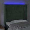 Cabecero Cama | Panel De Cabecera Con Led De Terciopelo Verde Oscuro 83x16x118/128 Cm Cfw998610