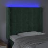 Cabecero Cama | Panel De Cabecera Con Led De Terciopelo Verde Oscuro 93x16x118/128 Cm Cfw149715