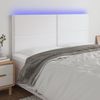 Cabecero Cama | Panel De Cabecera Con Luces Led Cuero Sintético Blanco 180x5x118/128 Cm Cfw772504