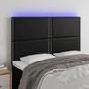 Cabecero Cama | Panel De Cabecera Con Luces Led Cuero Sintético Negro 144x5x118/128 Cm Cfw657086