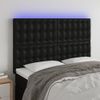 Cabecero Cama | Panel De Cabecera Con Luces Led Cuero Sintético Negro 144x5x118/128 Cm Cfw547340