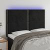 Cabecero Cama | Panel De Cabecera Con Luces Led Terciopelo Negro 144x5x118/128 Cm Cfw999519