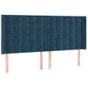 Cabecero De Cama | Panel De Cabecera | Decoración De Pared Con Orejas De Terciopelo Azul Oscuro 163x16x118/128 Cm Cfw750888