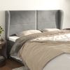 Cabecero Cama | Panel De Cabecera Con Orejas De Terciopelo Gris Claro 183x23x118/128 Cm Cfw152290