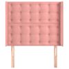 Cabecero Cama | Panel De Cabecera Con Orejas De Terciopelo Rosa 103x16x118/128 Cm Cfw181423