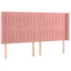 Cabecero Cama | Panel De Cabecera Con Orejas De Terciopelo Rosa 183x16x118/128 Cm Cfw539565