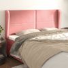 Cabecero Cama | Panel De Cabecera Con Orejas De Terciopelo Rosa 183x23x118/128 Cm Cfw392852