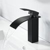 Grifo De Lavabo De Diseño Elegante Moderno, Mezclador De Lavabo De Baño De Latón, Grifo De Cascada Negro G 3/8