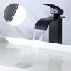 Grifo Monomando Para Lavabo En Cascada, Moderno, Negro, Grifo Monomando Para Baño, Grifo Para Lavabo De Encimera, Adecuado Para Lavabo