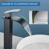 Grifo De Cascada Negro Con Caño Alto, Mezclador De Lavabo Alto, Grifo De Lavabo De Un Solo Orificio Con Grifo Monomando De Mezclador De Baño De Cobre