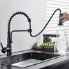 Grifo De Cocina Con Rociador Extensible Negro, Mezclador Monomando Para Fregadero De Aguas Frías Y Termales