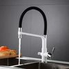 Grifo De Cocina Blanco Con Doble Manija, Grifo Mezclador Para Fregadero, Agua Potable Con Caño Flexible, Rotación De 360°